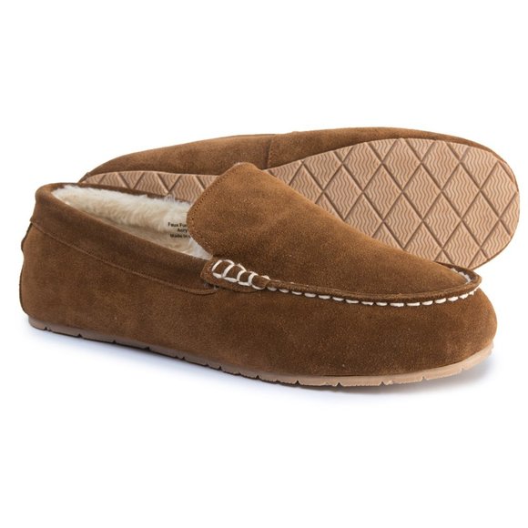 clarks suede moccasin slippers
